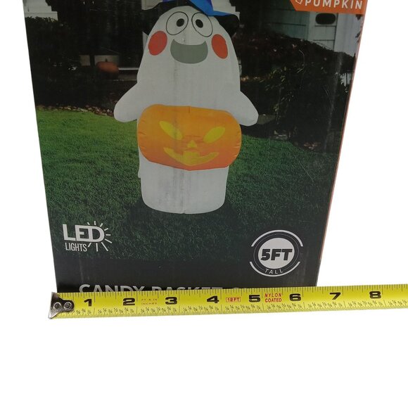 Halloween Candy Basket Ghost Inflatable 5 Foot LED Lights Outdoor Yard Decor - Picture 12 of 12